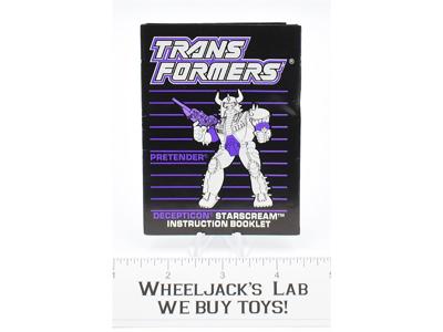 Starscream Pretender Action Figure Instruction Manual 1988 G1 Transformers