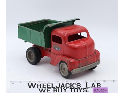 Red & Green Snub Nose Sand Loader Dump Truck Pressed Steel 1950s Tonka Vintage