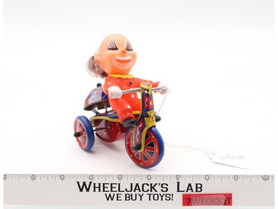 Clown Tricycle Tin Litho WORKS 1950s MTU Korea Vintage Windup Toy