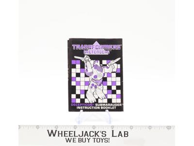 Submarauder Action Figure Instruction Manual Booklet 1987 Hasbro G1 Transformers