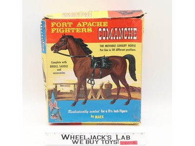Comanche Movable Cavalry Horse w/Tack Fort Apache Fighters Marx 12" Vintage