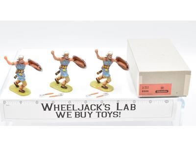 8505 3 Viking Foot Soldiers W Axes Toy Soldiers Elastolin 70MM W/BOX