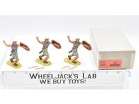 8505 3 Viking Foot Soldiers W Axes Toy Soldiers Elastolin 70MM W/BOX
