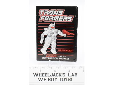 Jazz Action Figure Robot Instruction Manual 1988 Hasbro G1 Transformers