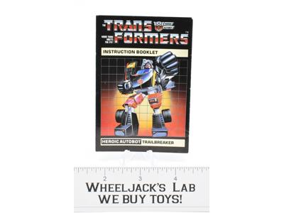 Trailbreaker Action Figure Instruction Manual Booklet 1984 G1 Transformers