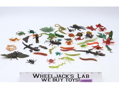 Lot of 48 Soft Plastic / Rubber Bugs VINTAGE Hong Kong Spiders Frogs Centipedes