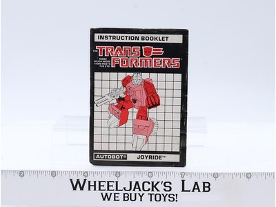 Joyride Instruction Manual Booklet 1987 Hasbro G1 Transformers Action Figure