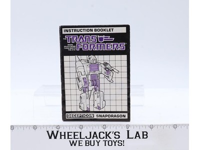 Snapdragon Action Figure Instruction Manual Booklet 1986 Hasbro G1 Transformers