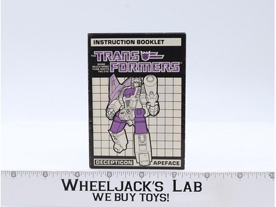 Apeface Action Figure Instruction Manual Booklet 1987 Hasbro G1 Transformers