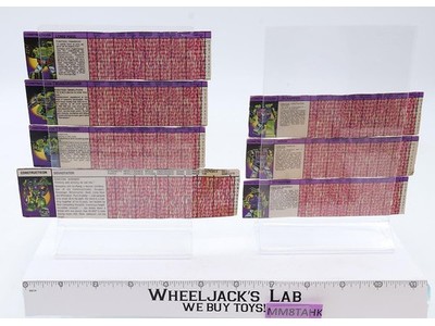 Set of 7 Constructicon Tech Specs CANADIAN 1985 Vintage Hasbro G1 Transformers