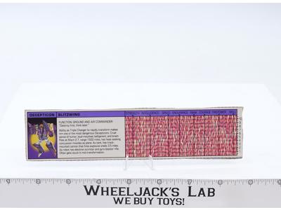 Blitzwing Action Figure Tech Spec 1985 Vintage Hasbro G1 Transformers