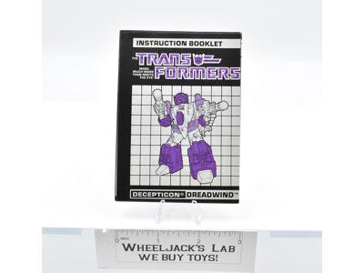 Dreadwind Action Figure Instruction Manual 1988 Hasbro G1 Transformers