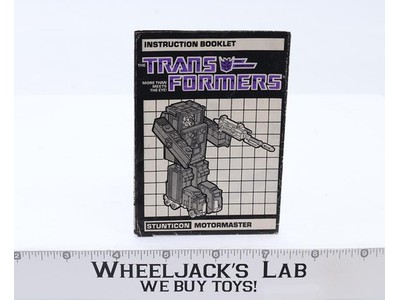Motormaster Instruction Manual Booklet 1985 Hasbro G1 Transformers