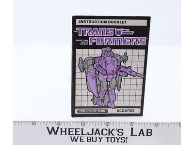 Scourge Instruction Manual Booklet 1986 Hasbro G1 Transformers