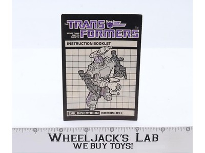 Bombshell Action Figure Instruction Manual Booklet 1985 Hasbro G1 Transformers