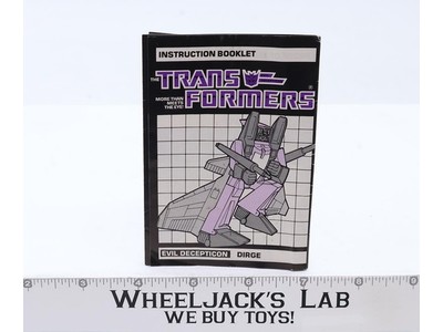 Dirge Action Figure Instruction Manual Booklet 1985 Hasbro G1 Transformers