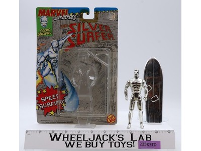 The Silver Surfer COMPLETE W/Cardback & Bubble Marvel Super Heroes 1990 Toybiz