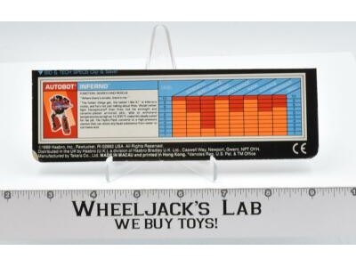 Inferno Action Masters Figure Tech Spec 1990 Vintage Hasbro G1 Transformers