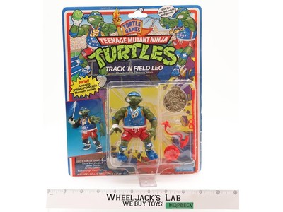 Track 'n Field Leo W/Card Bubble TMNT 1992 Playmates Action Figure