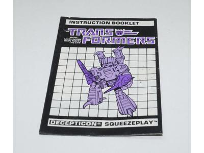 Squeezeplay Action Figure Robot Instruction Manual 1988 Hasbro G1 Transformers