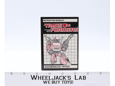 Inferno Action Figure Vintage Instruction Manual 1985 Hasbro G1 Transformers