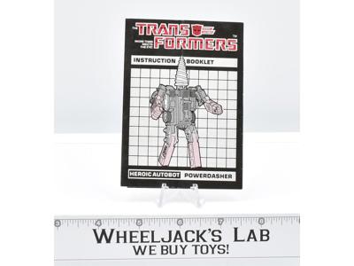 Powerdasher Drill Action Figure Instruction Manual Booklet 1985 G1 Transformers