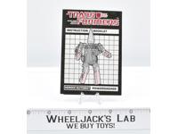 Powerdasher Drill Action Figure Instruction Manual Booklet 1985 G1 Transformers