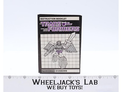 Divebomb Action Figure Instruction Manual Booklet 1986 Hasbro G1 Transformers