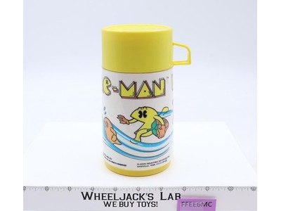 Pac-Man Plastic Thermos Mug 1990 Bally Midway Aladdin Vintage
