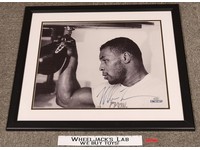 Mike Tyson with Punching Bag Framed AUTOGRAPHED B&W Picture 16x20 W/ COA