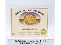Junior Power Ranger Official Certification Power Rangers Fan Club 1994 Bandai