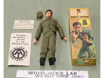 Man of Action #7500 Brown Flocked Hair 12" GI Joe 1970 Vintage Hasbro Figure