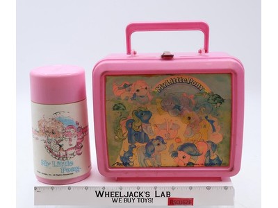 My Little Pony Pink Plastic Lunchbox W/ Thermos Mug 1987 Hasbro Aladdin Vintage