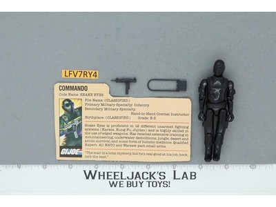 Snake Eyes V1 Straight Arms 100% Complete G.I. Joe 1982 Hasbro Vintage Figure