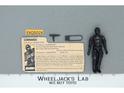 Snake Eyes V1 Straight Arms 100% Complete G.I. Joe 1982 Hasbro Vintage Figure