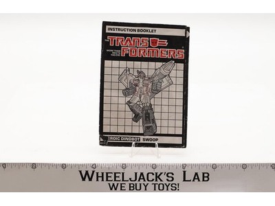 Swoop Action Figure Instruction Manual Booklet 1985 Hasbro G1 Transformers
