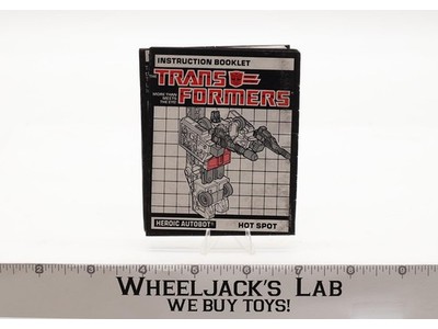 Hot Spot Action Figure Vintage Instruction Manual 1986 Hasbro G1 Transformers