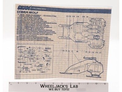 Cobra Wolf 1987 ORIGINAL Instructions / Blueprints G.I. Joe Hasbro Action Figure