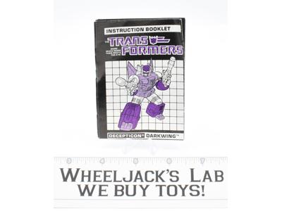 Darkwing Action Figure Instruction Manual 1988 Hasbro G1 Transformers