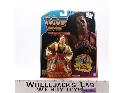 Bret Hitman Hart FRENCH CARD WWF Wrestling 1992 Hasbro Action Figure NEW SEALED
