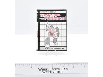 Roadbuster Action Figure Instruction Manual Booklet 1985 Hasbro G1 Transformers