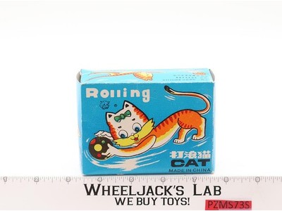 Wind Up Rolling Cat Vintage 1940s/50s Wind Up Tin Litho Toy MIB