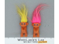 Russ Brand Troll Dolls 1990's Lot of 2. Vintage Figures Pink & Yellow