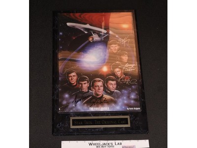 Cast of Star Trek TOS AUTOGRAPHED Plaque 6 Signatures Nimoy/Shatner/Doohan