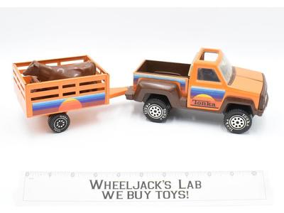 Orange Truck Livestock Trailer 1979 9" Mini Pressed Steel &amp;Plastic Vintage Tonka