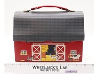 1958 Red Barn Open Door Version METAL Dome Top LUNCH BOX w/ THERMOS Vintage