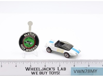 Jack Rabbit Special White Enamel Hot Wheels 1969 1970 Mattel Redline w/ BUTTON