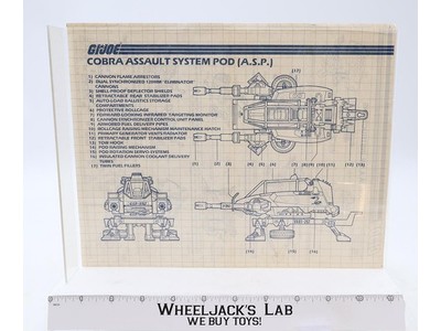 Cobra Assault System POD (A.S.P.)1984 ORIGINAL Instructions Blueprints G.I. Joe