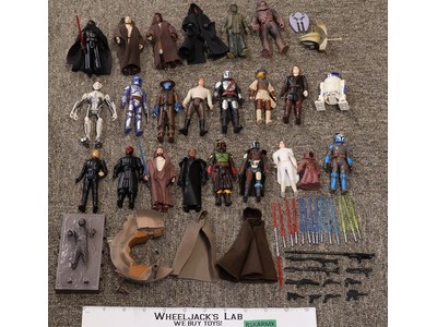Lot of 23 Modern Star Wars 1990-2020s Hasbro Action Figures + Accessories