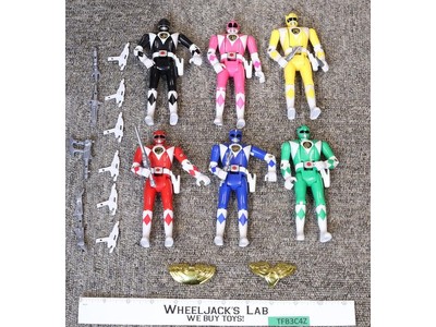Lot of 6 Auto Morphin Power Rangers 1990s Bandai Action Figures W/ Accessories